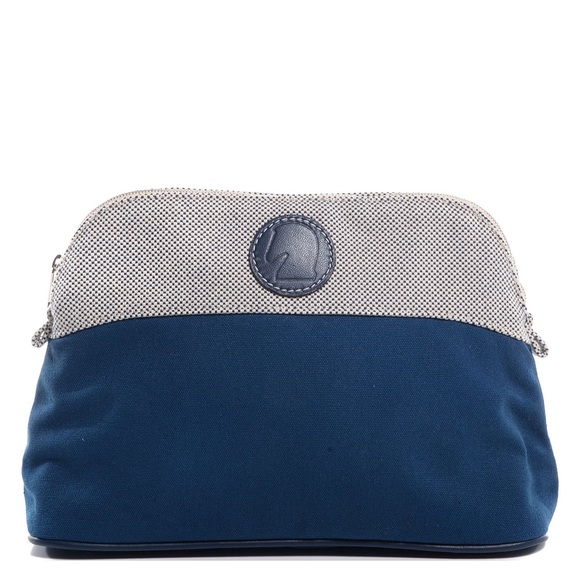 Hermes Rare Collectors Canvas Bolide Samarcande Toiletry Case MM Indigo Bleu - Picture 3 of 17